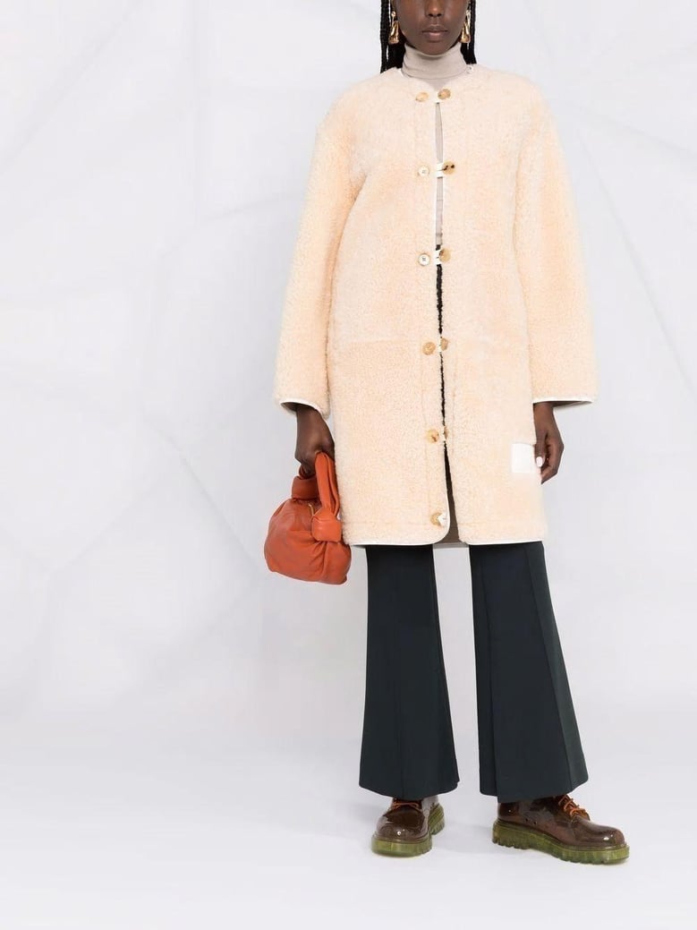 light camel leather cotton coat by Selfnex