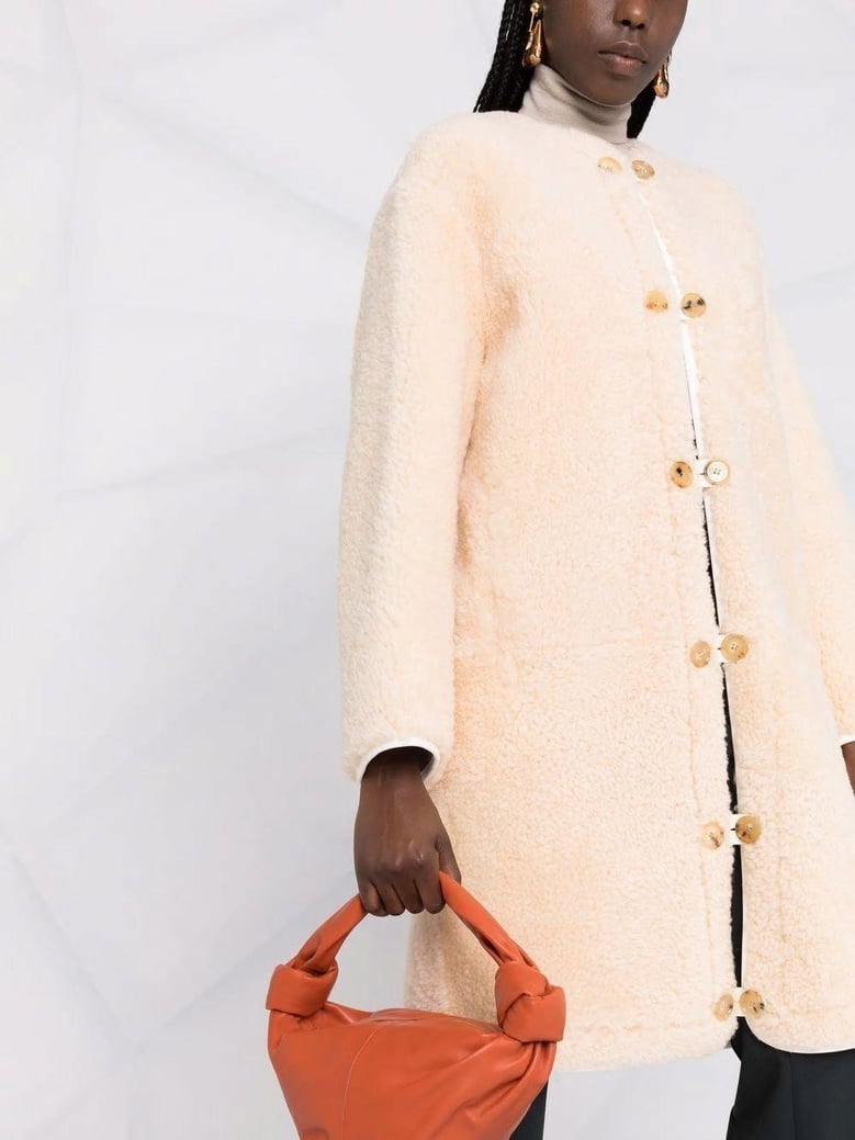 light camel leather cotton coat by Selfnex