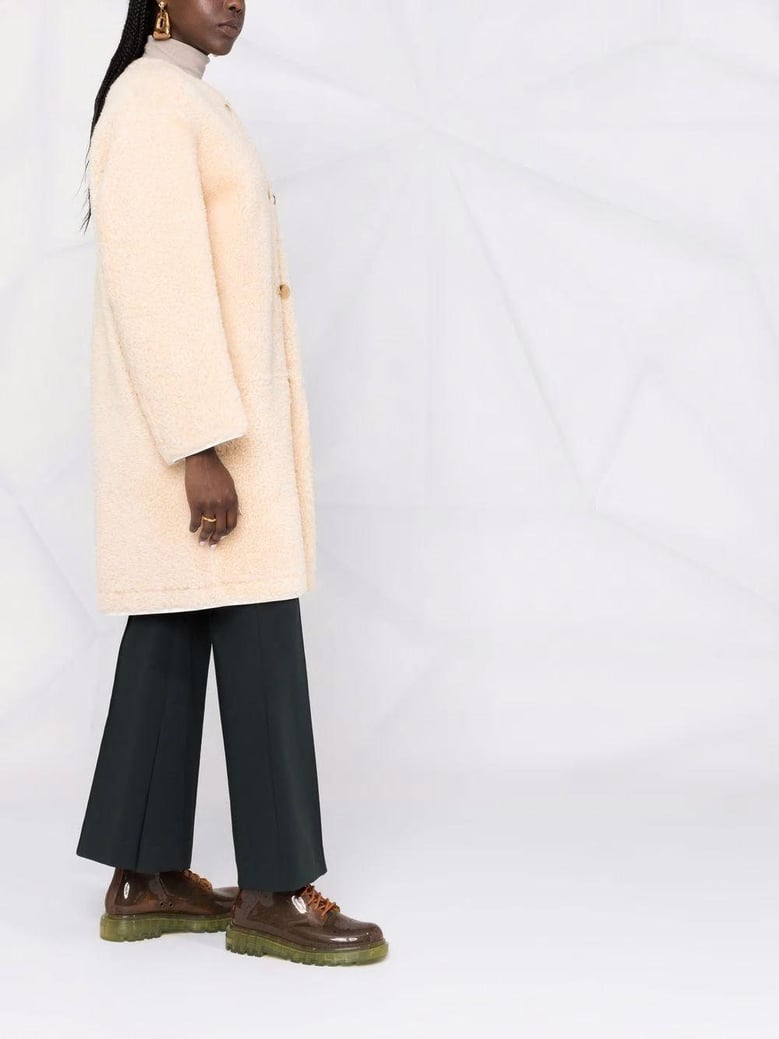 light camel leather cotton coat by Selfnex