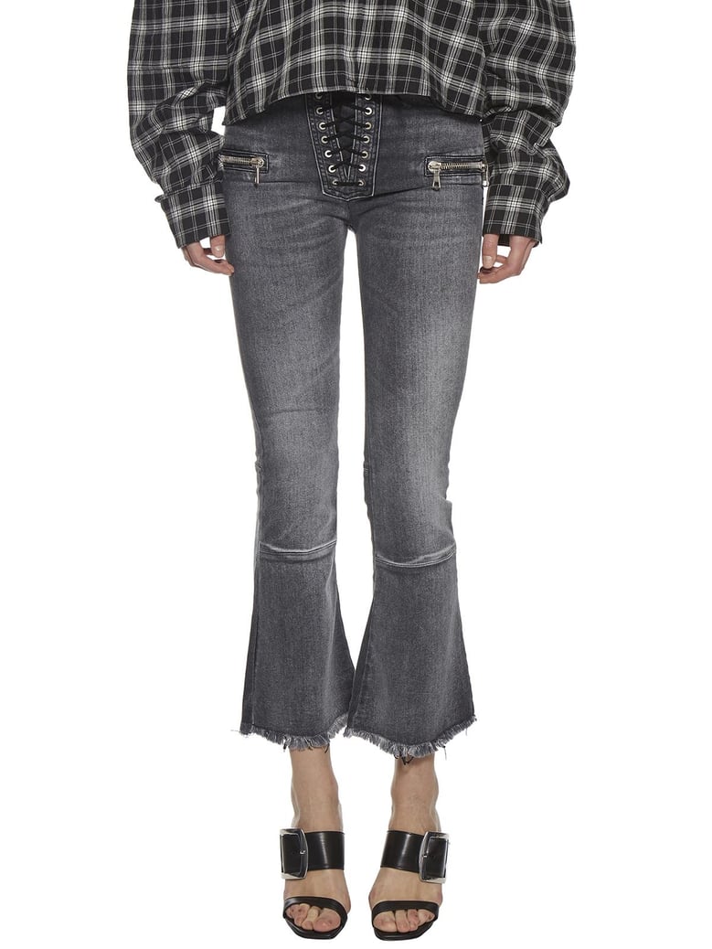 flared jeans lace raw cut by Selfnex