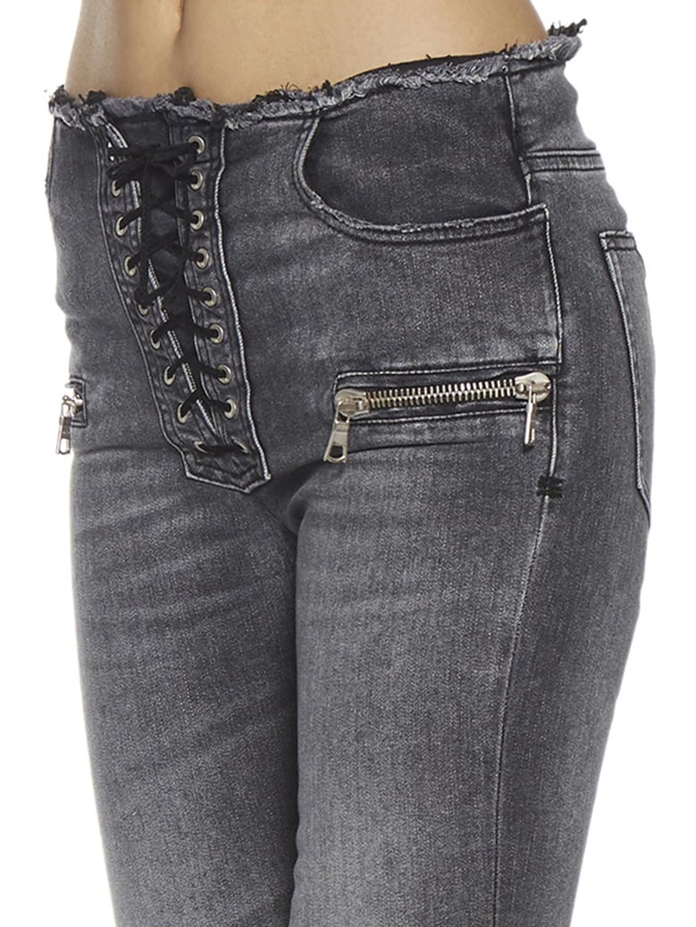 flared jeans lace raw cut by Selfnex
