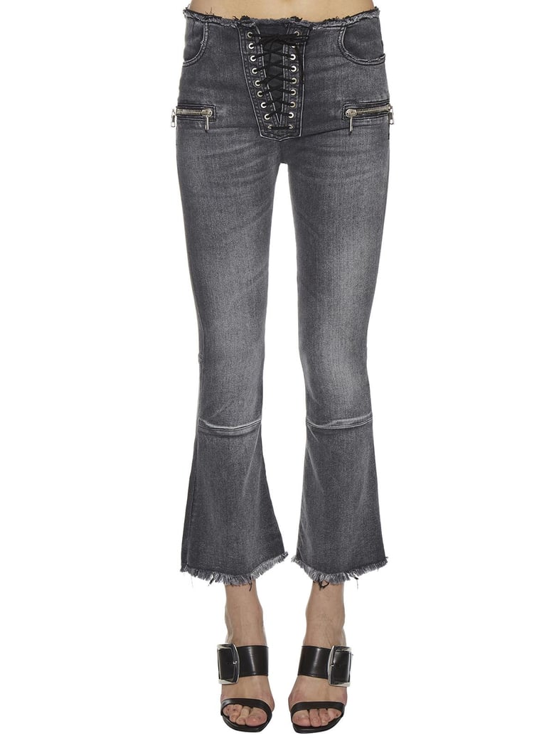 flared jeans lace raw cut by Selfnex