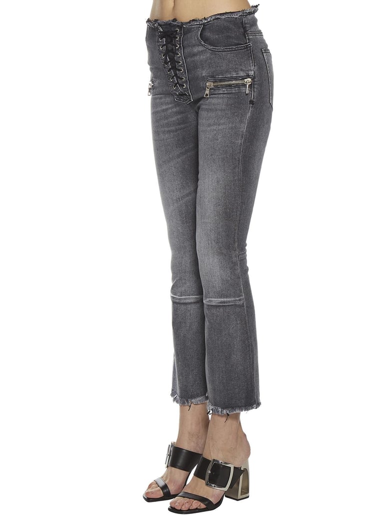 flared jeans lace raw cut by Selfnex