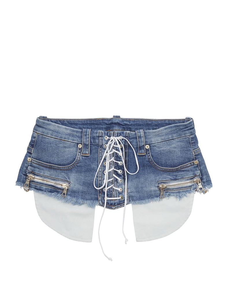denim lace up belt by Selfnex
