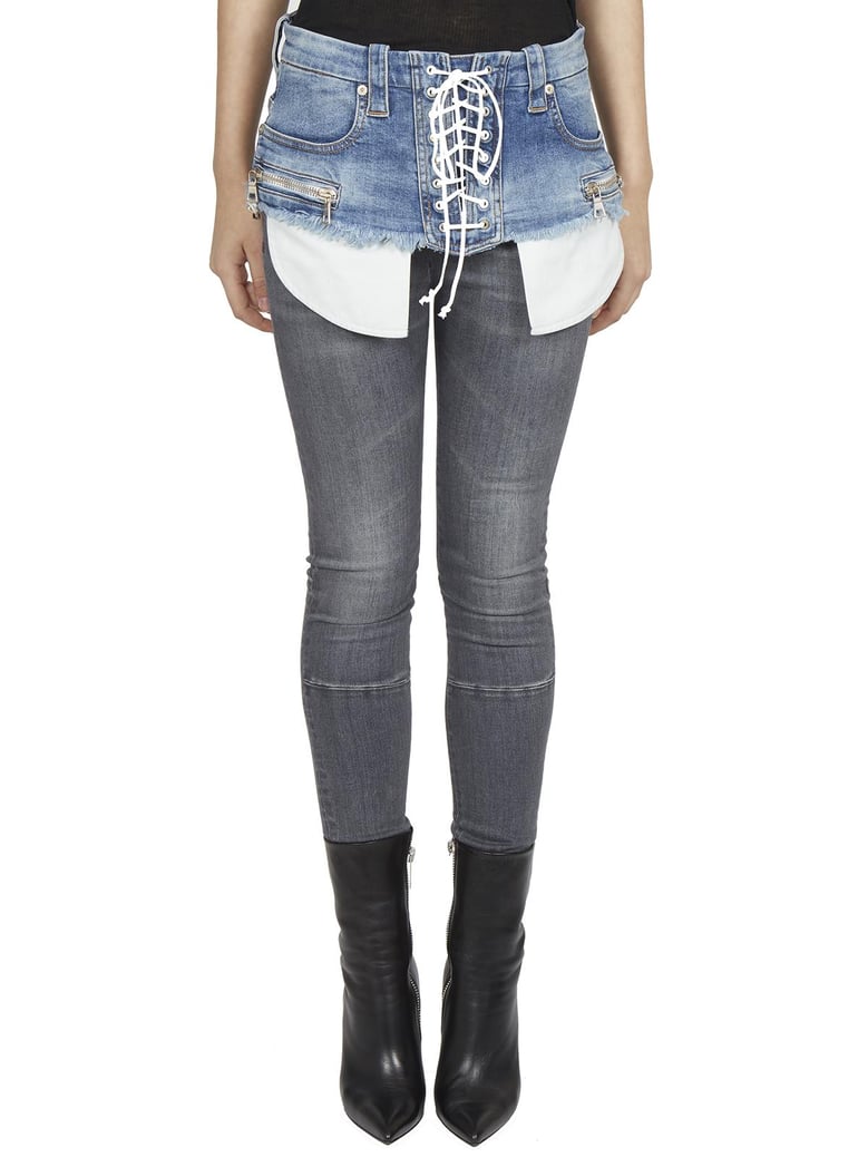 denim lace up belt by Selfnex