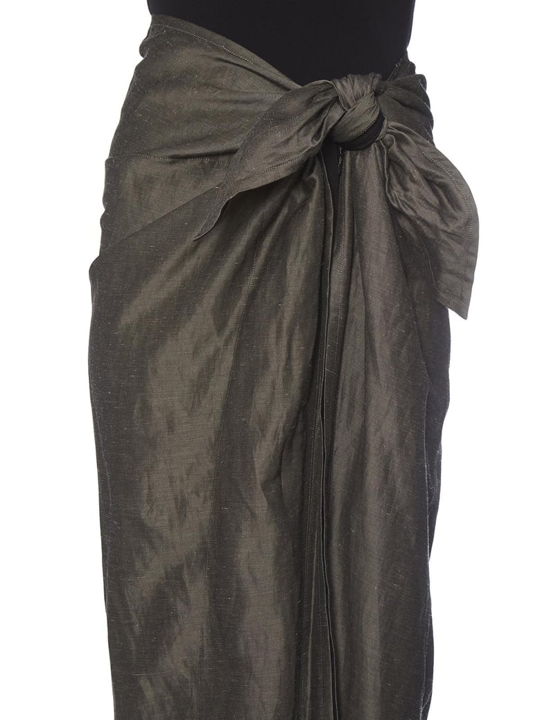 cotton and linen long skirt with zip by Selfnex