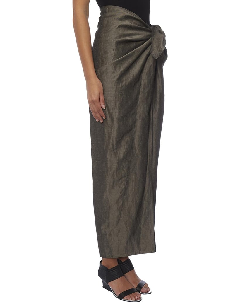 cotton and linen long skirt with zip by Selfnex