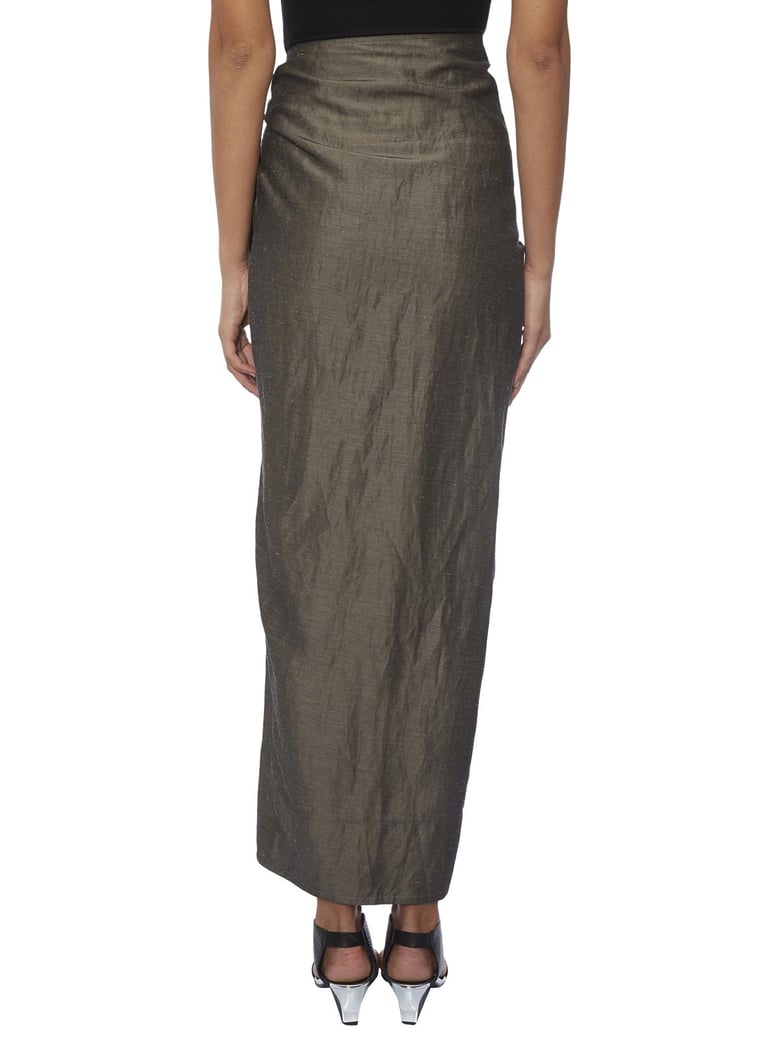 cotton and linen long skirt with zip by Selfnex