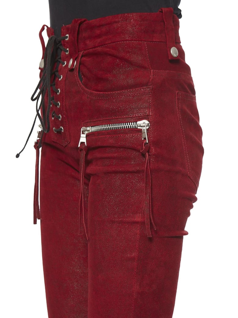 leather stretch laced-up trousers by Selfnex