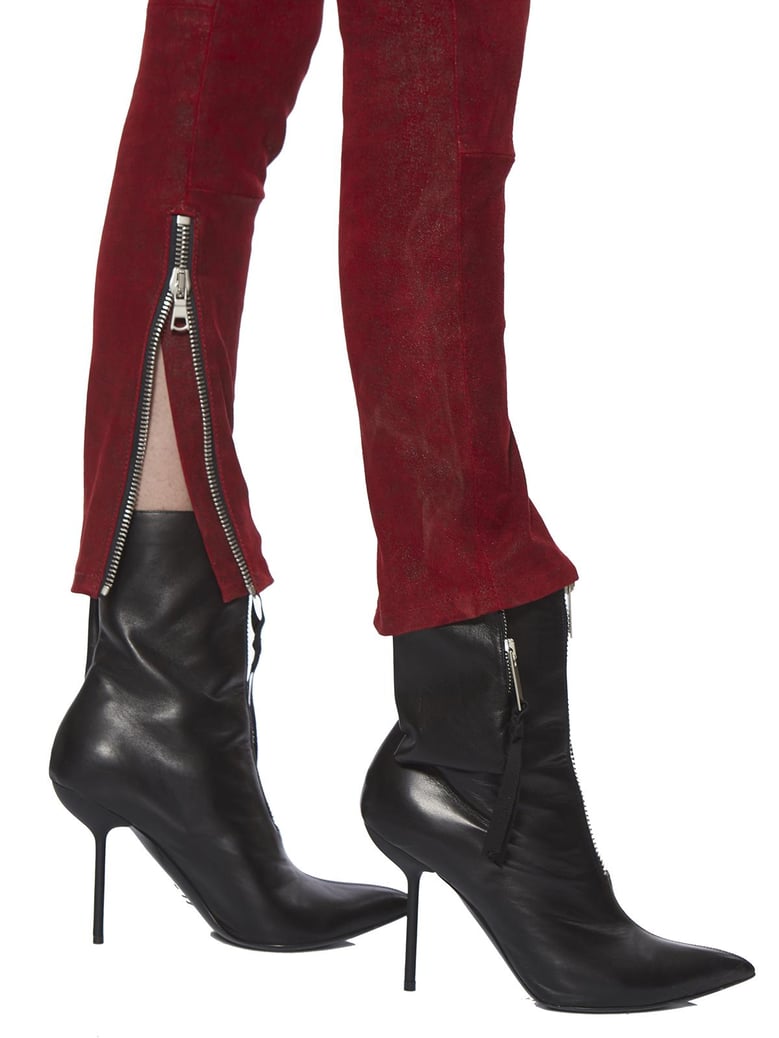 leather stretch laced-up trousers by Selfnex