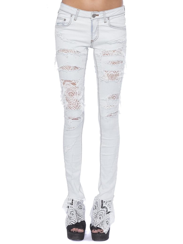 skinny jeans with lace by Selfnex