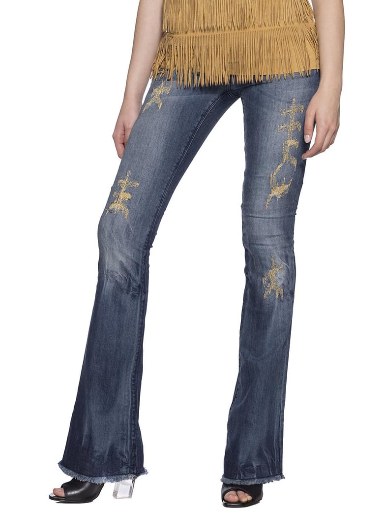 denim jeans with embroidery by Selfnex