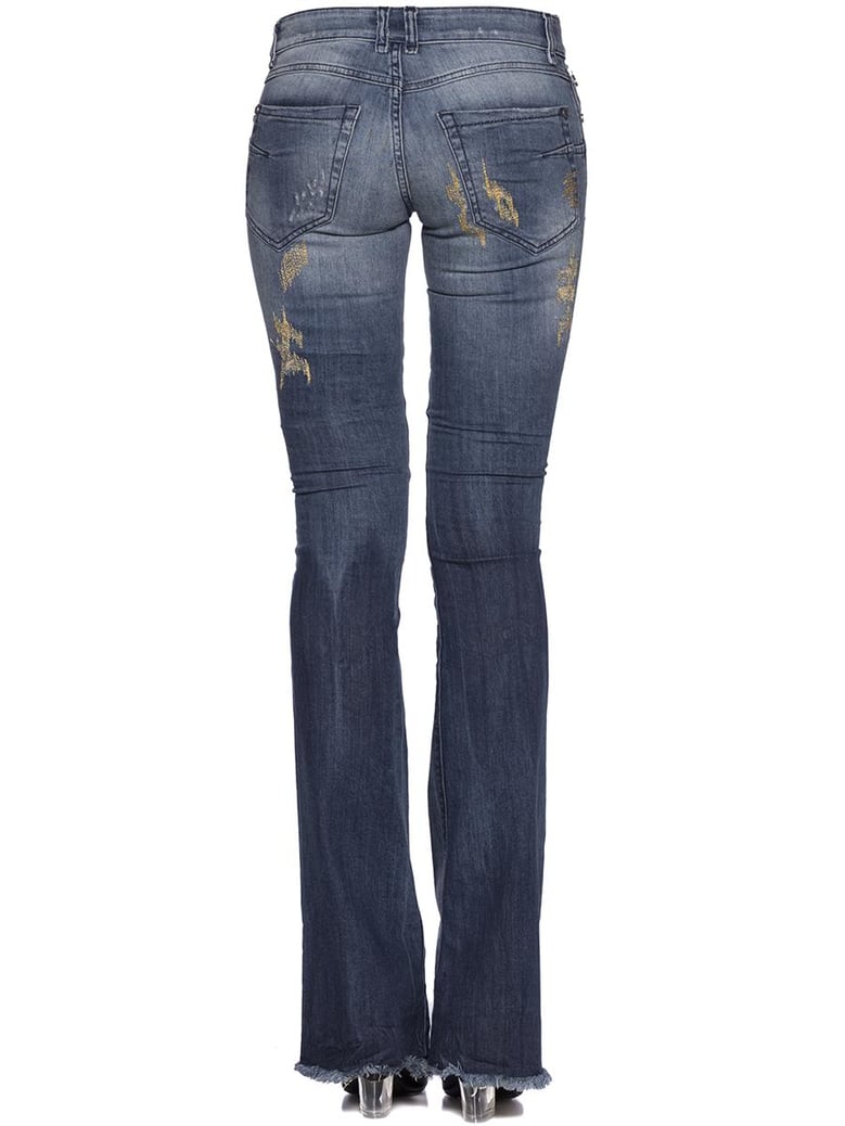 denim jeans with embroidery by Selfnex
