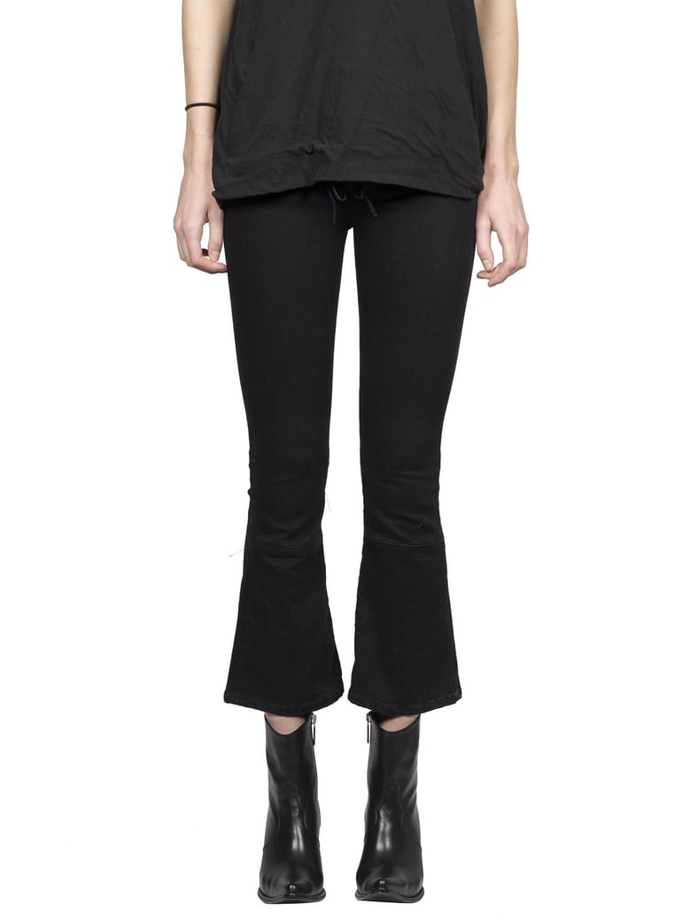 stone denim lace up jeans by Selfnex
