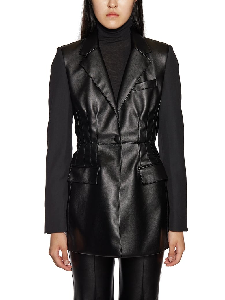 faux leather and virgin wool jacket by Selfnex