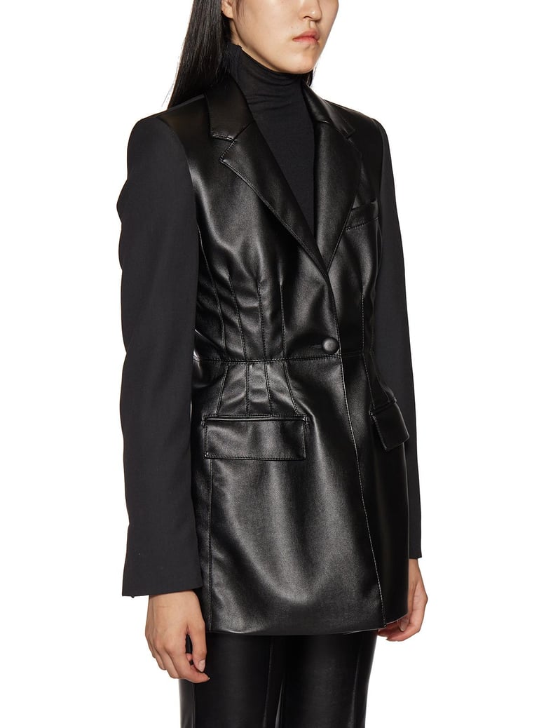 faux leather and virgin wool jacket by Selfnex