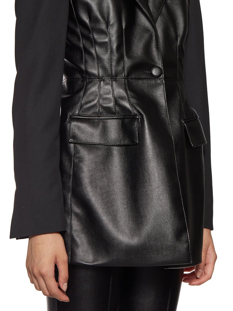 faux leather and virgin wool jacket by Selfnex