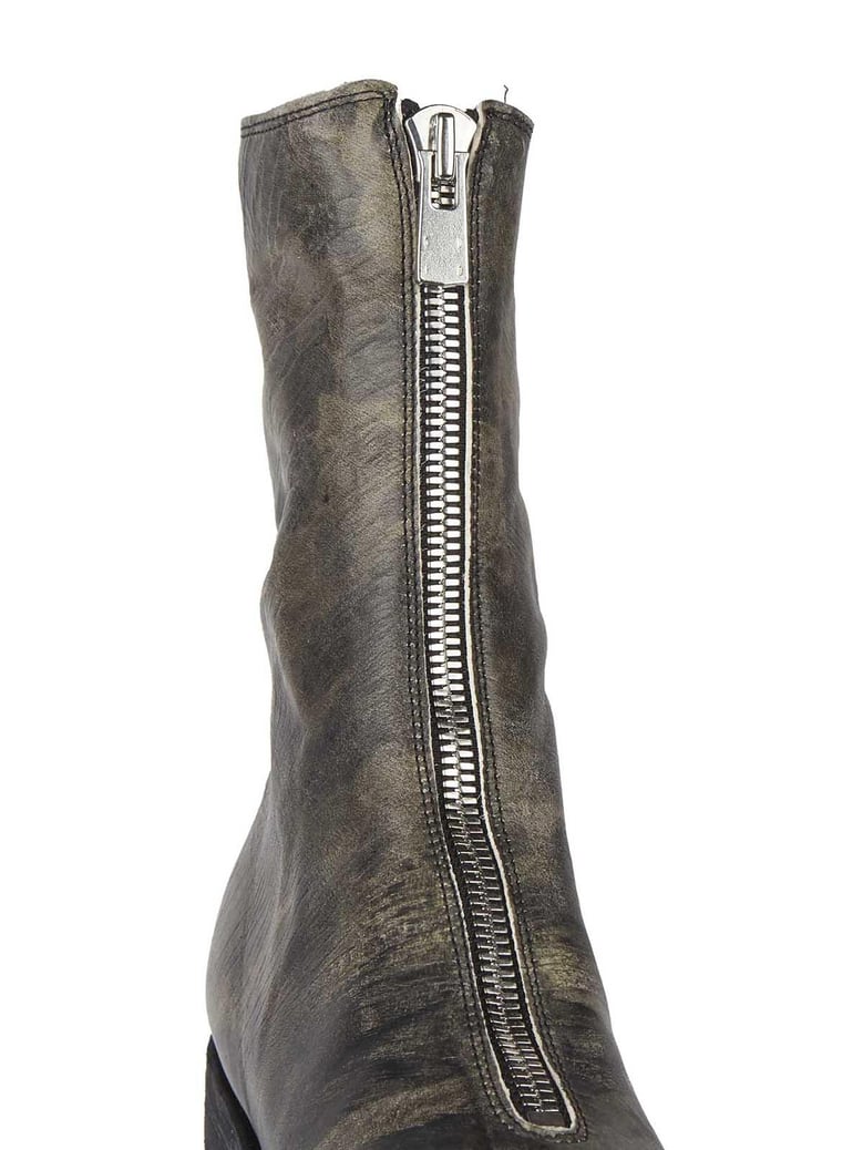 leather boots with front zip by Selfnex