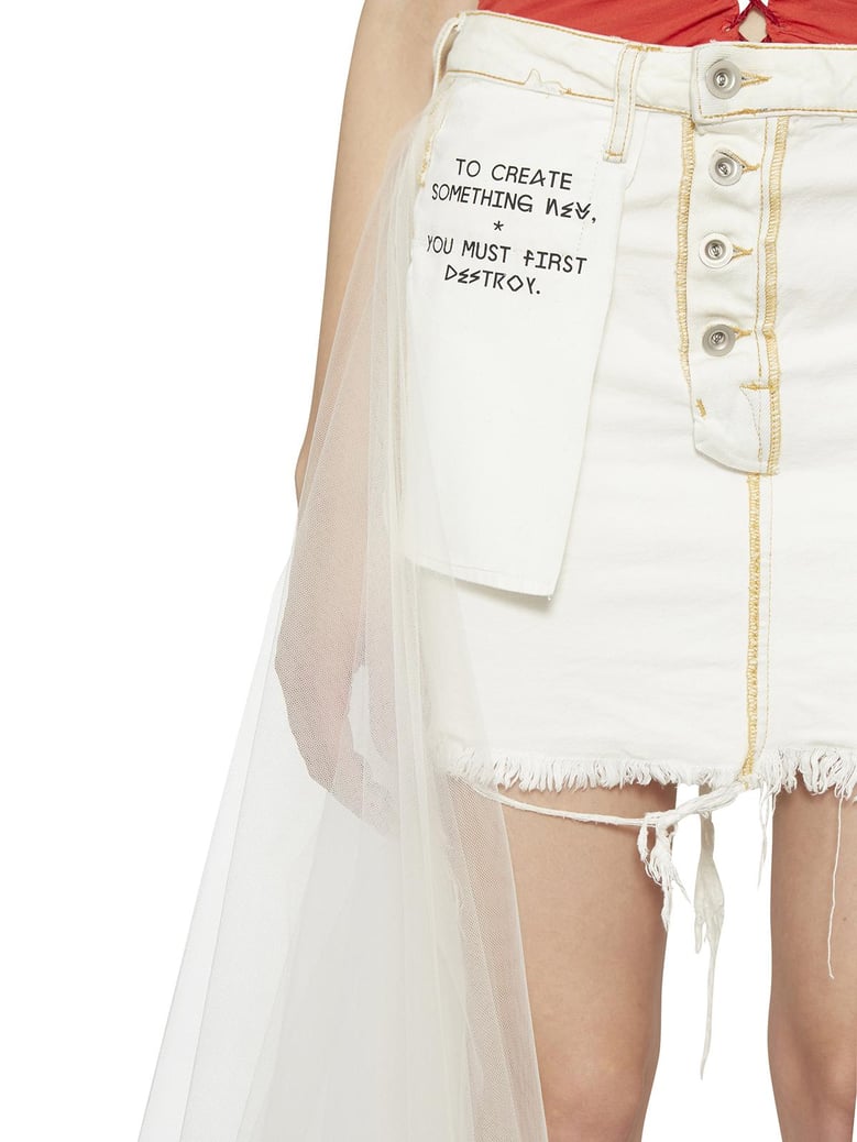 long denim & tulle skirt by Selfnex