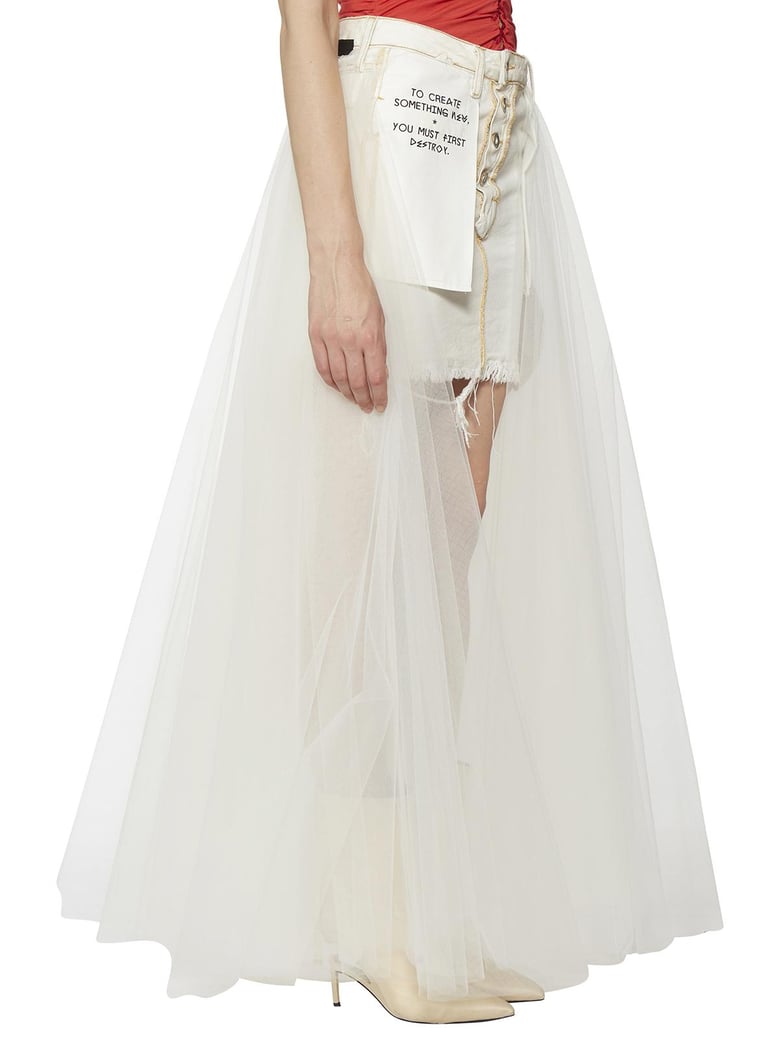 long denim & tulle skirt by Selfnex