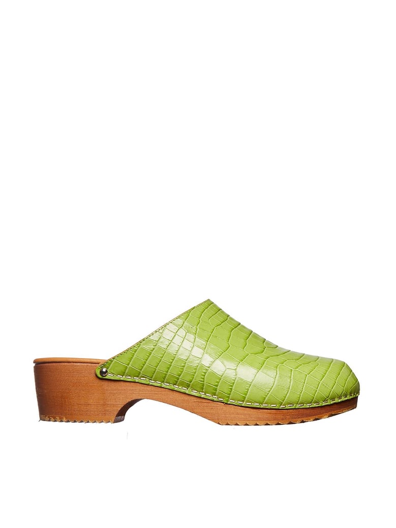 leather and wood clogs by Selfnex