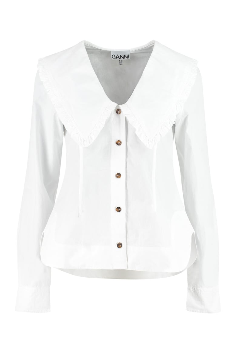 maxi collar cotton shirt by Selfnex