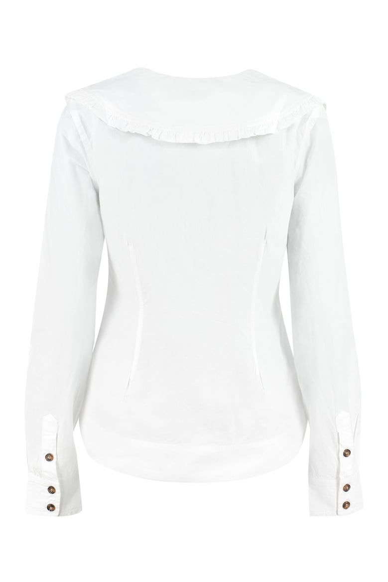 maxi collar cotton shirt by Selfnex