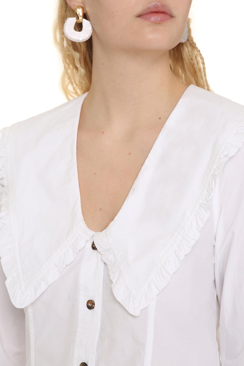 maxi collar cotton shirt by Selfnex