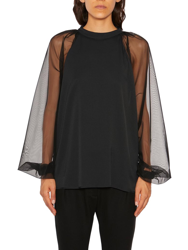 silk and tulle raglan shirt by Selfnex