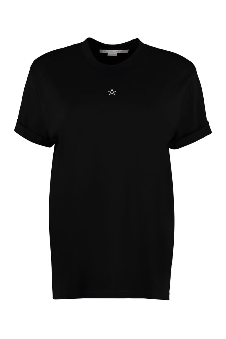 embroidered star detail cotton t-shirt by Selfnex