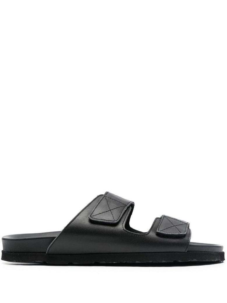 leather slides with logo by Selfnex