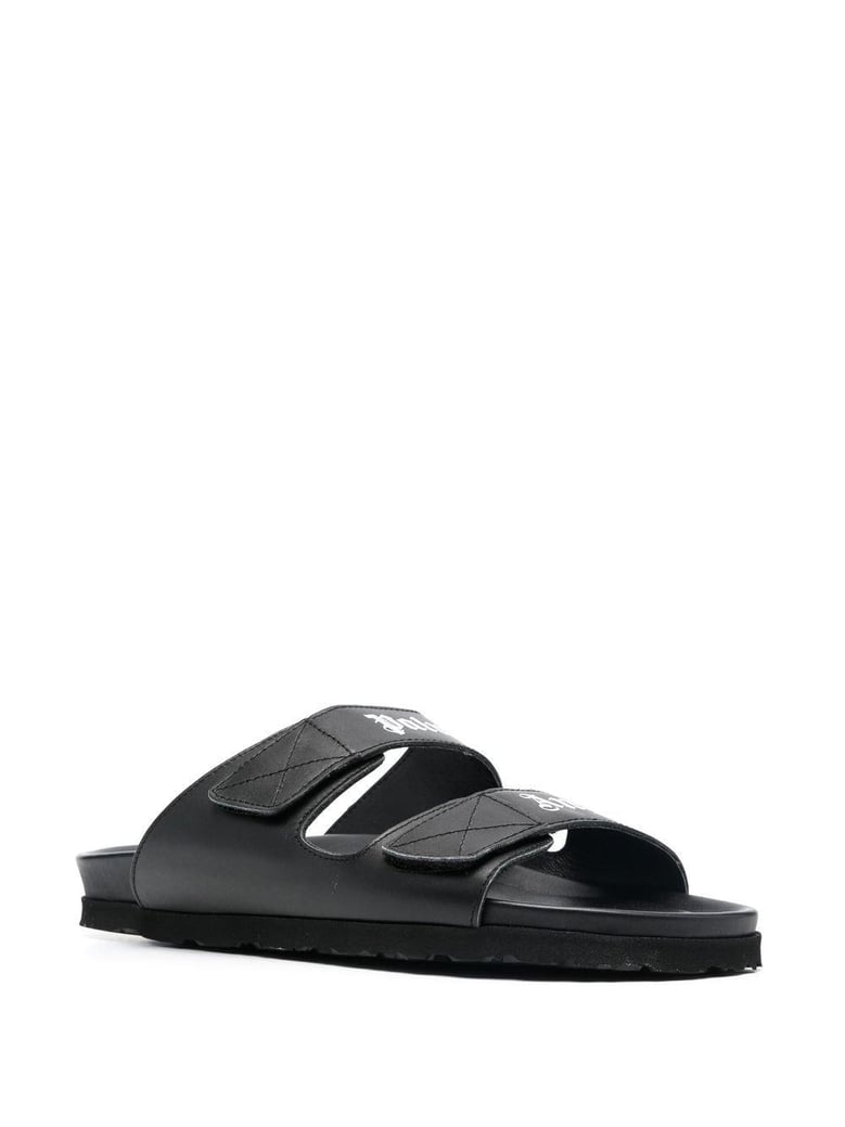 leather slides with logo by Selfnex