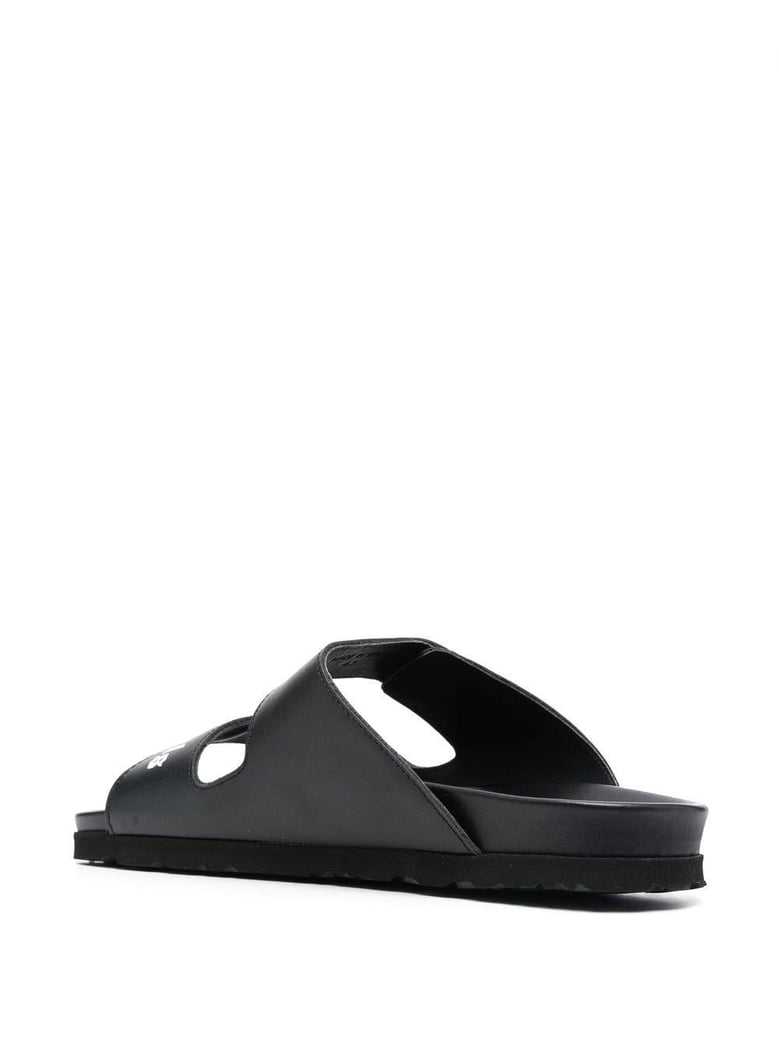 leather slides with logo by Selfnex
