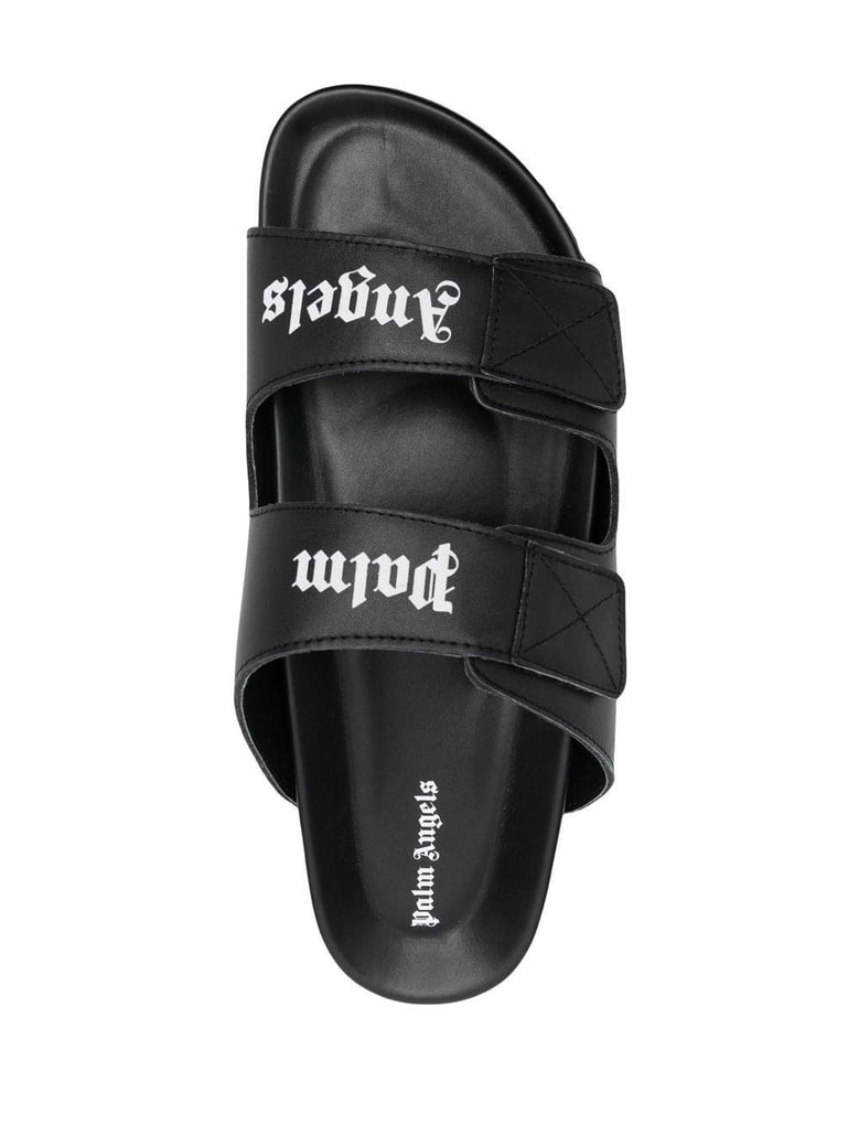 leather slides with logo by Selfnex