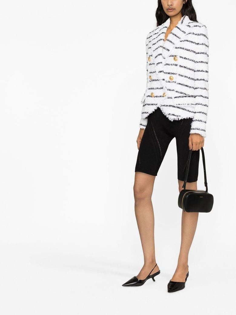 6 btn striped tweed jacket by Selfnex