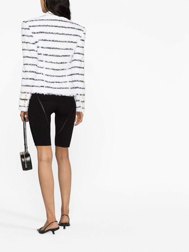 6 btn striped tweed jacket by Selfnex