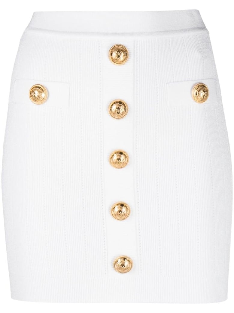 hw buttoned knit short skirt by Selfnex