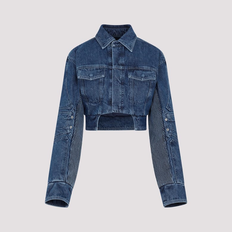 off white motorcycle hole crop jacket by Selfnex