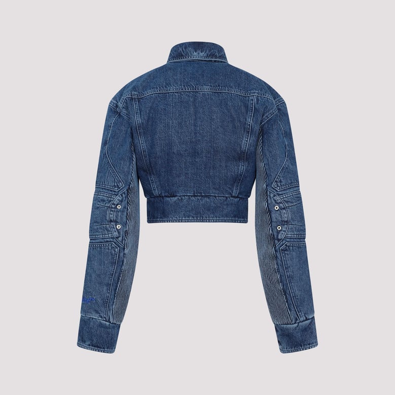 off white motorcycle hole crop jacket by Selfnex