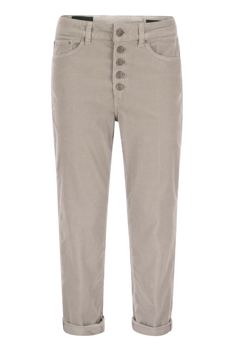 koons - multi-striped velvet trousers with jewelled buttons by Selfnex