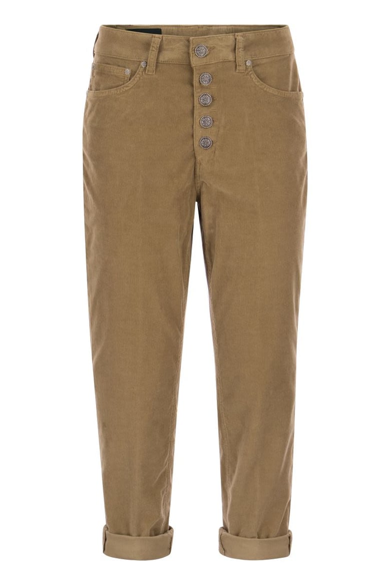 koons - multi-striped velvet trousers with jewelled buttons by Selfnex