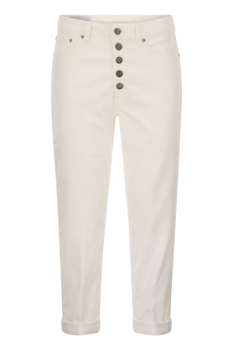 koons - multi-striped velvet trousers with jewelled buttons by Selfnex