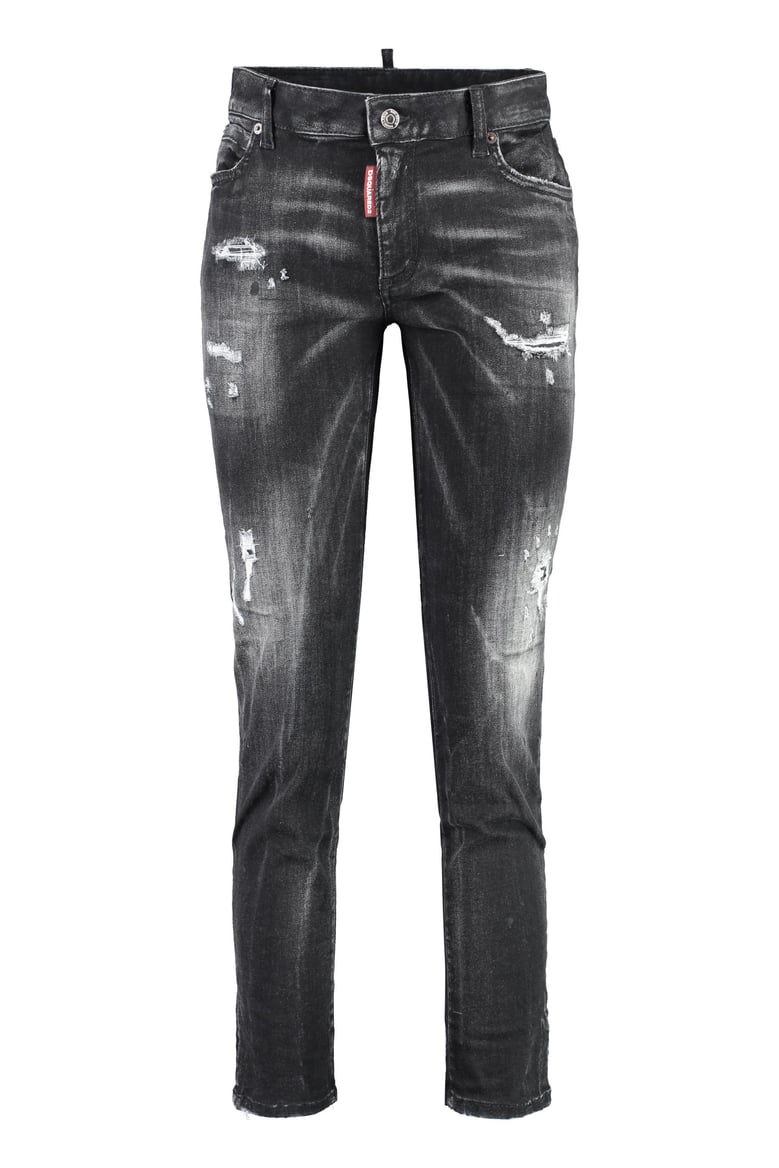 twiggy stretch cotton cropped jeans by Selfnex