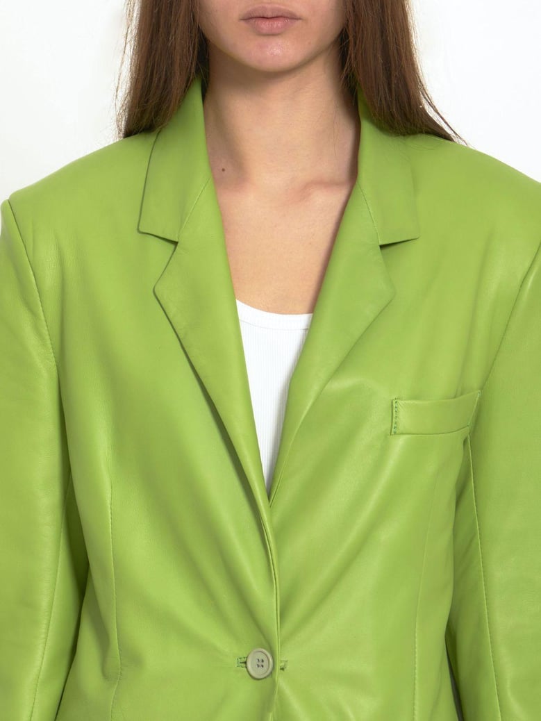 lime leather jacket by Selfnex