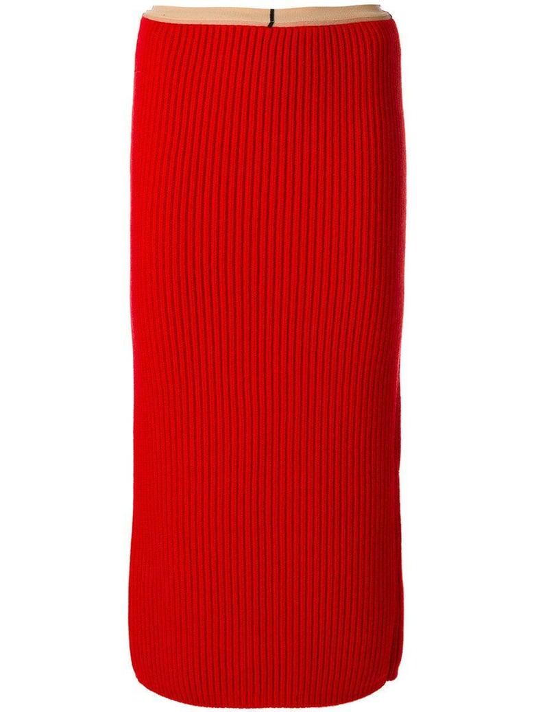rib-knit midi skirt by Selfnex