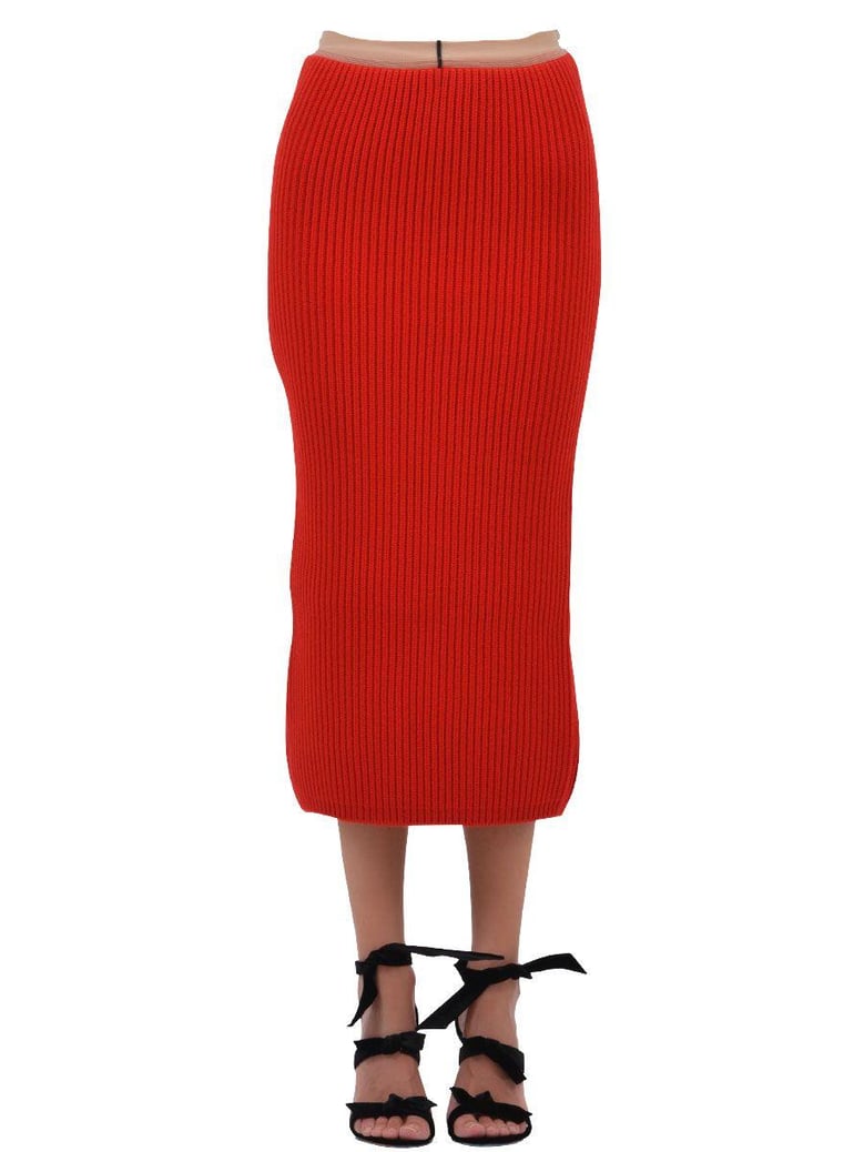 rib-knit midi skirt by Selfnex