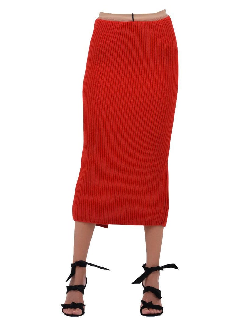 rib-knit midi skirt by Selfnex