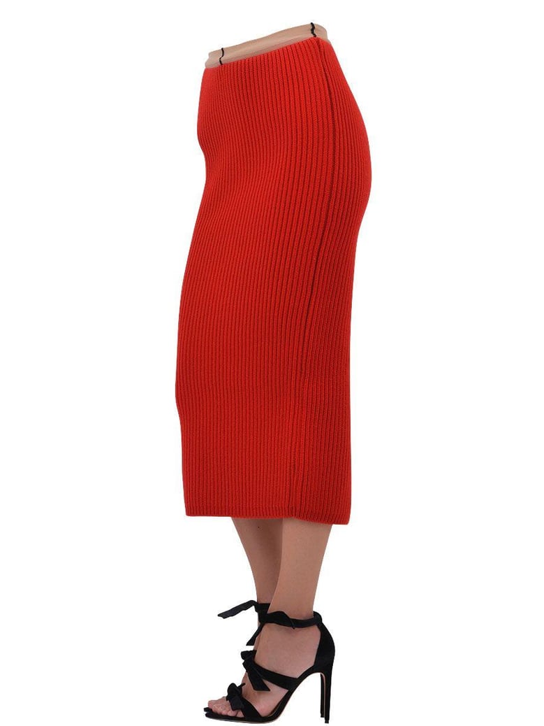 rib-knit midi skirt by Selfnex