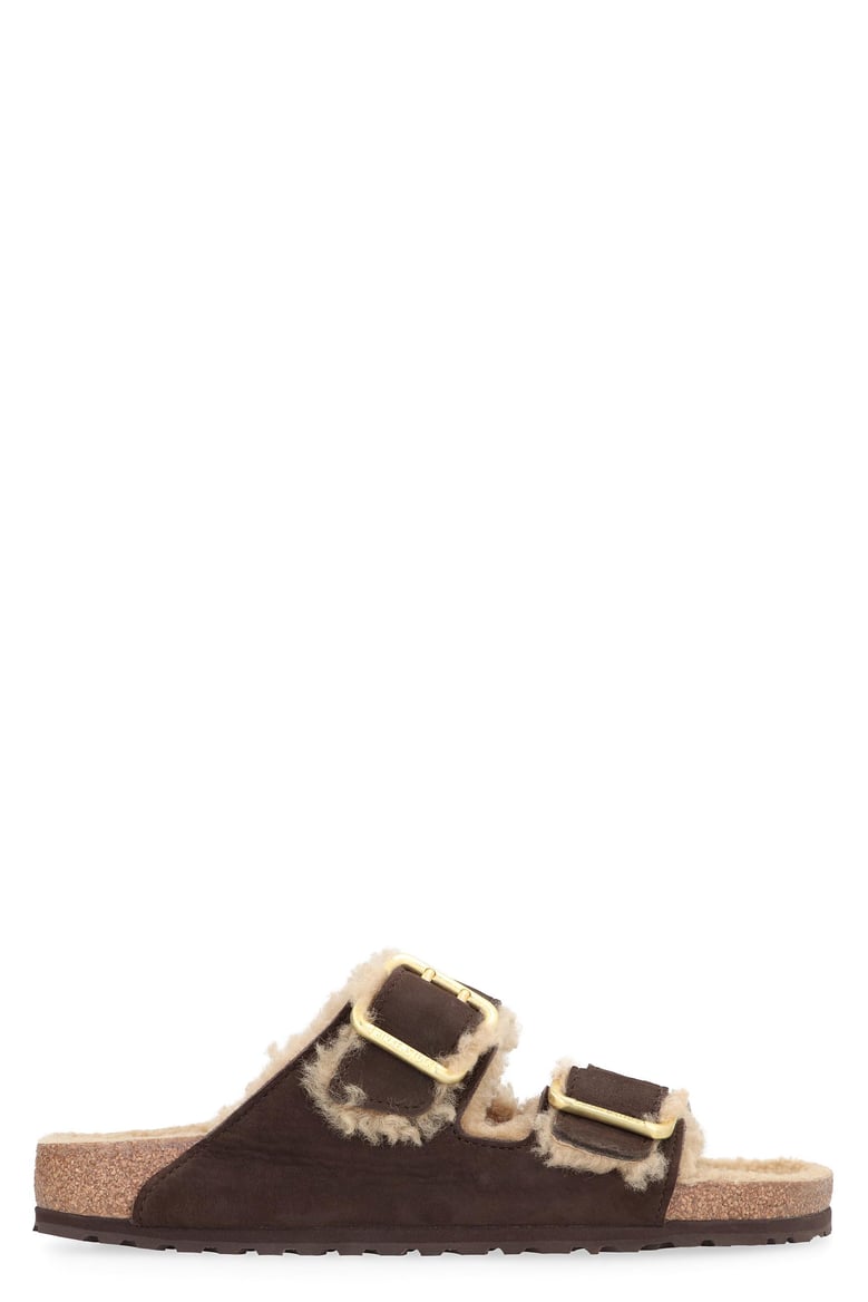 arizona suede shearling slides by Selfnex