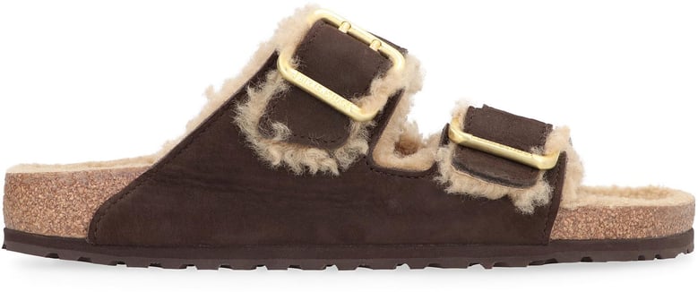 arizona suede shearling slides by Selfnex